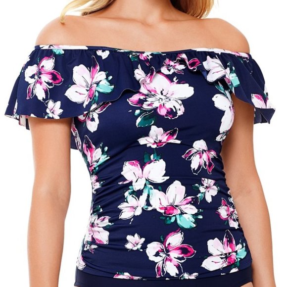 Swim Solutions Other - Swim Solutions Status Off-The-Shoulder Tankini Top